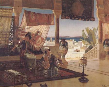 Rudolf Ernst Femmes filant au Maroc (mk32) Sweden oil painting art